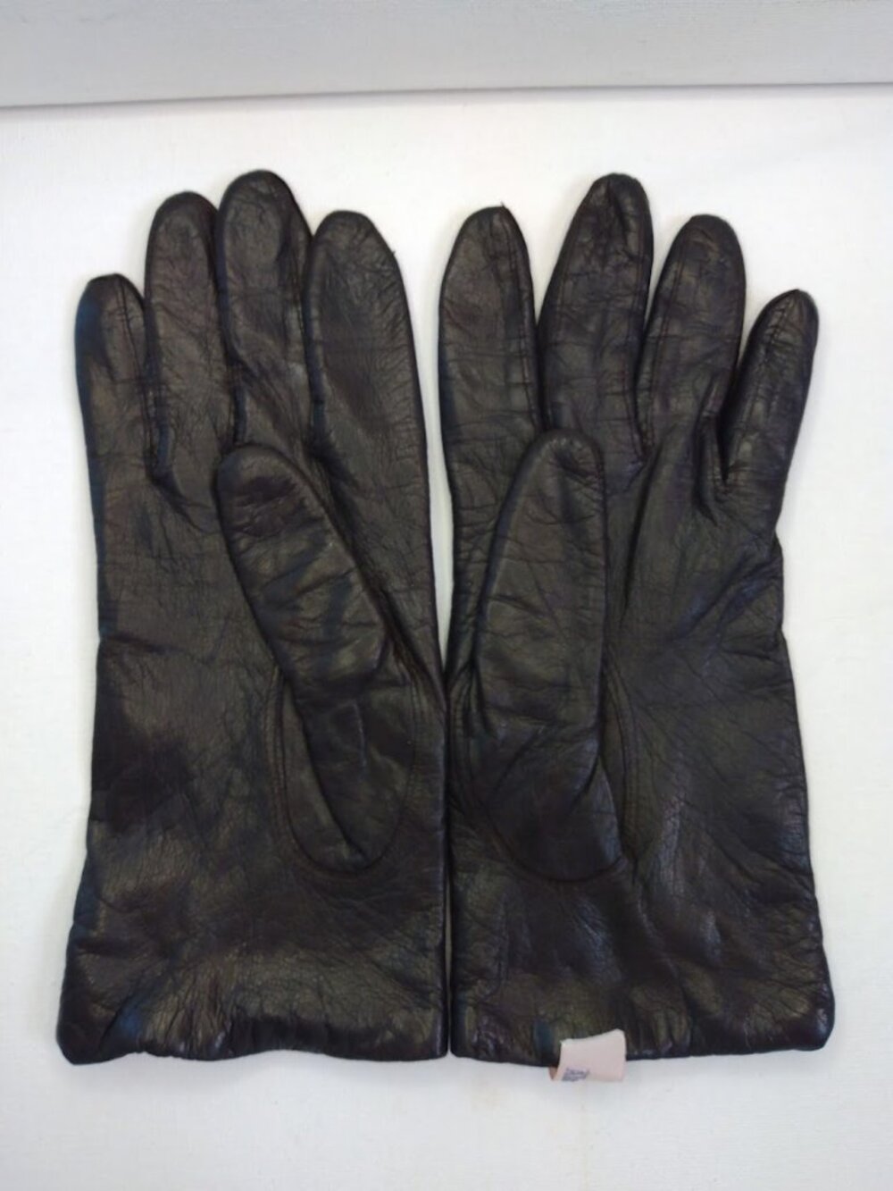 Vintage 1980s Abraham & Strauss Black Leather Gloves Made in Italy Size 7.5